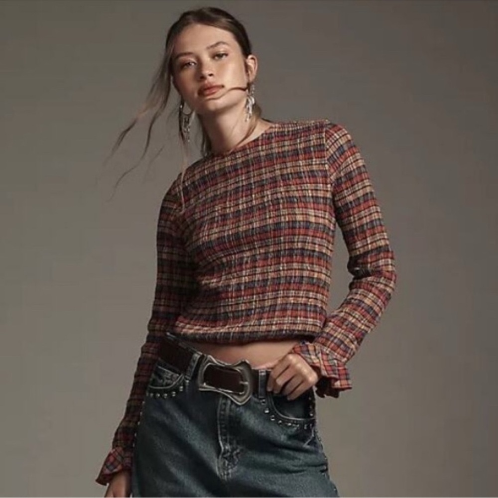 Maeve plaid top